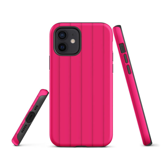 Berry Red Pink Ribbed Colorful iPhone Case Double Layer Impact Resistant Tough 3D Wrap Matte or Glossy Finish CREATIVETECH