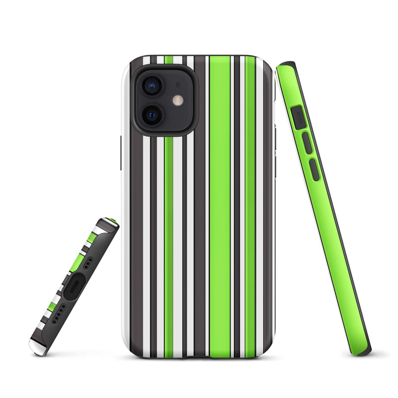 Load image into Gallery viewer, Green White Colorful iPhone Case Double Layer Impact Resistant Tough 3D Wrap Matte or Glossy Finish CREATIVETECH