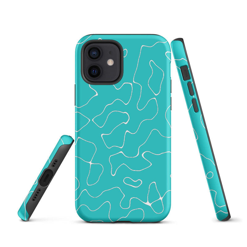 Load image into Gallery viewer, Abstract Organic Marine Blue Green Colorful Hardshell iPhone Case Double Layer Impact Resistant Tough 3D Wrap Matte or Glossy Finish CREATIVETECH