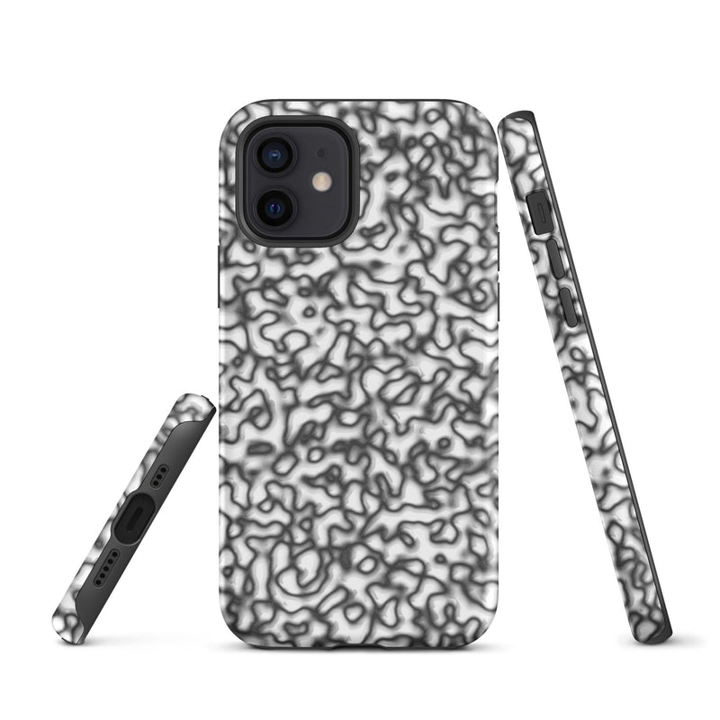 Load image into Gallery viewer, Black White Organic Pattern Colorful Hardshell iPhone Case Double Layer Impact Resistant Tough 3D Wrap Matte or Glossy Finish CREATIVETECH