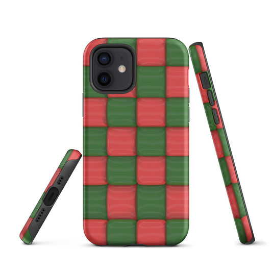 Red Green Chess Board Colorful Hardshell iPhone Case Double Layer Impact Resistant Tough 3D Wrap CREATIVETECH