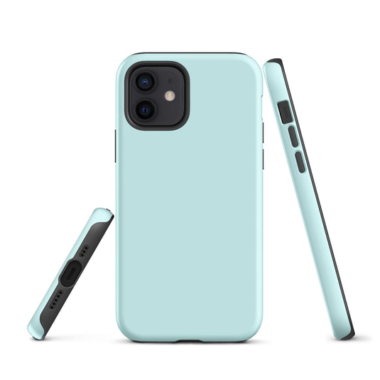 Light Cyan Blue iPhone Case Hardshell 3D Wrap Thermal Plain Color CREATIVETECH