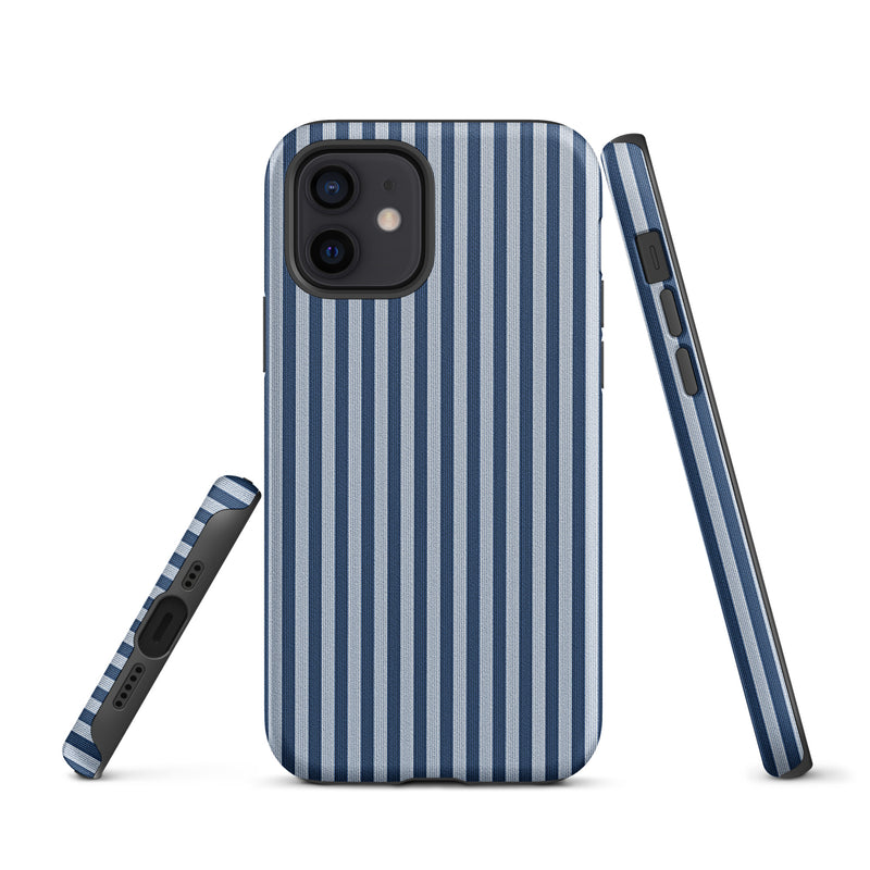 Load image into Gallery viewer, Blue White Textile Striped iPhone Case Hardshell 3D Wrap Thermal Plain Color CREATIVETECH