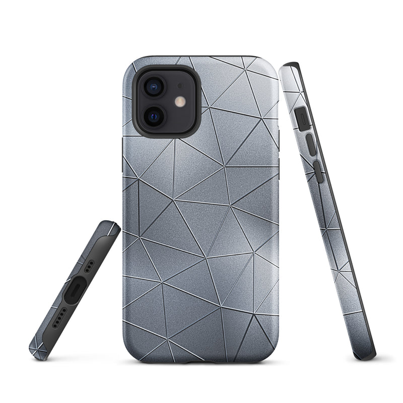 Load image into Gallery viewer, Silver  Polygon Metal iPhone Case Hardshell 3D Wrap Thermal CREATIVETECH