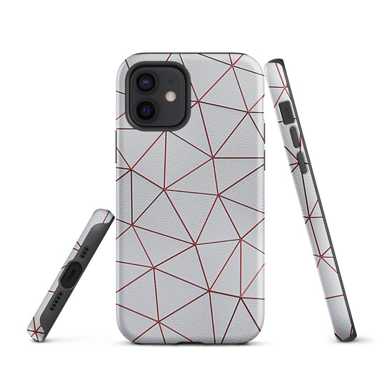 Polygon White Red Leather iPhone Case Hardshell 3D Wrap Thermal CREATIVETECH
