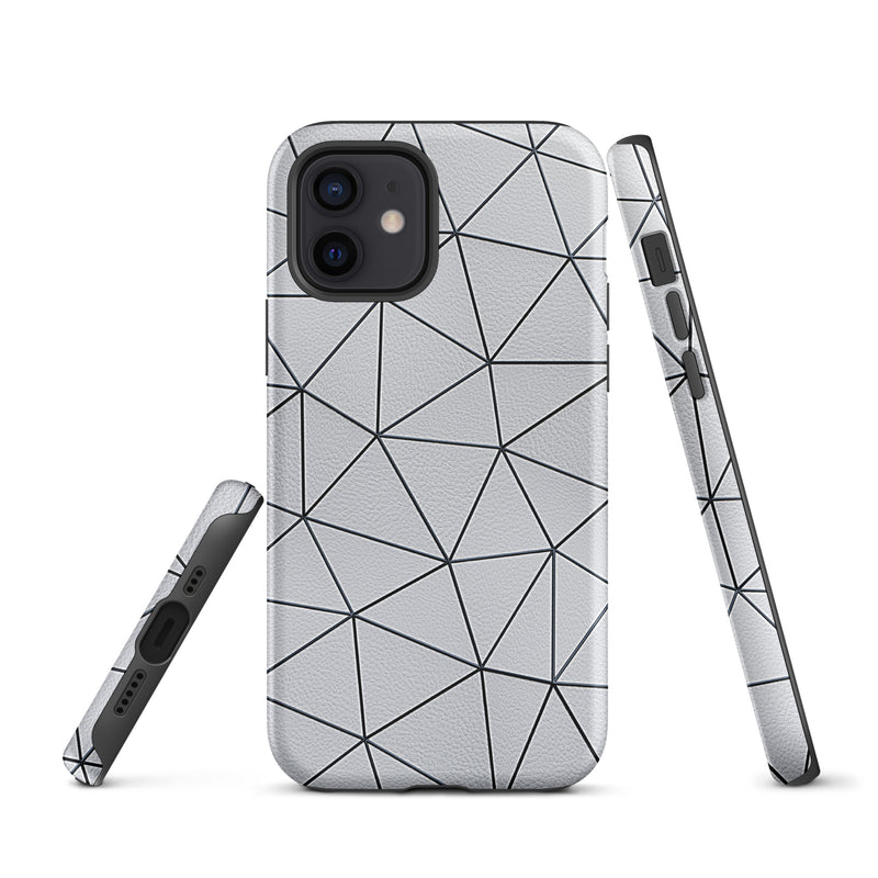 Load image into Gallery viewer, Polygon Black White Leather iPhone Case Hardshell 3D Wrap Thermal CREATIVETECH
