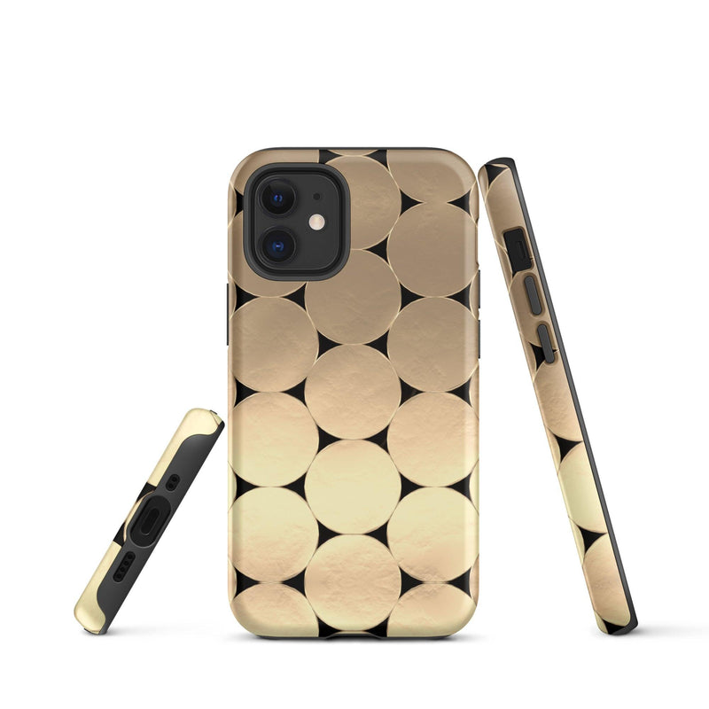 Load image into Gallery viewer, Golden Metal Oval iPhone Case Double Layer Impact Resistant Tough 3D Wrap Matte or Glossy Finish CREATIVETECH