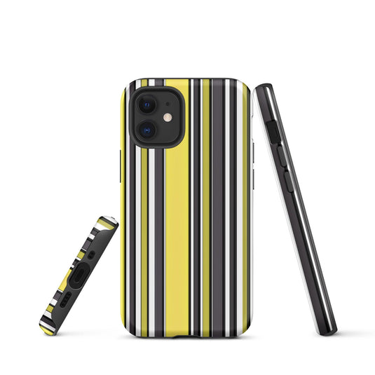 Yellow Black White Ribbed Colorful iPhone Case Double Layer Impact Resistant Tough 3D Wrap Matte or Glossy Finish CREATIVETECH