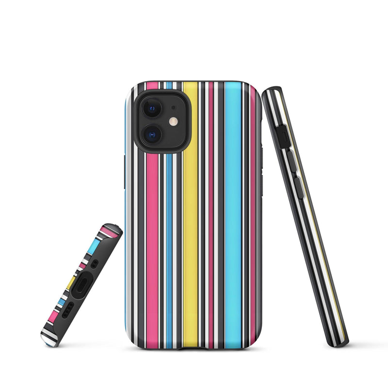 Load image into Gallery viewer, CMYK Ribbed Colorful Hardshell iPhone Case Double Layer Impact Resistant Tough 3D Wrap Matte or Glossy Finish CREATIVETECH