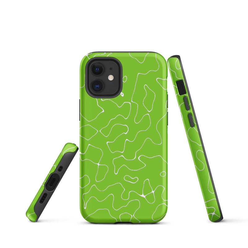 Load image into Gallery viewer, Organic Neon Green Colorful Hardshell iPhone Case Double Layer Impact Resistant Tough 3D Wrap Matte or Glossy Finish CREATIVETECH