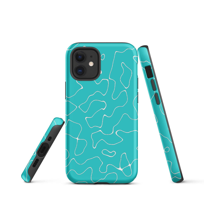 Load image into Gallery viewer, Abstract Organic Marine Blue Green Colorful Hardshell iPhone Case Double Layer Impact Resistant Tough 3D Wrap Matte or Glossy Finish CREATIVETECH