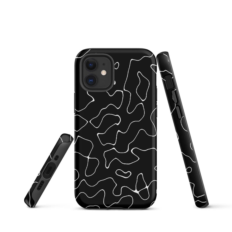 Load image into Gallery viewer, Organic Black White Colorful Hardshell iPhone Case Double Layer Impact Resistant Tough 3D Wrap Matte or Glossy Finish CREATIVETECH