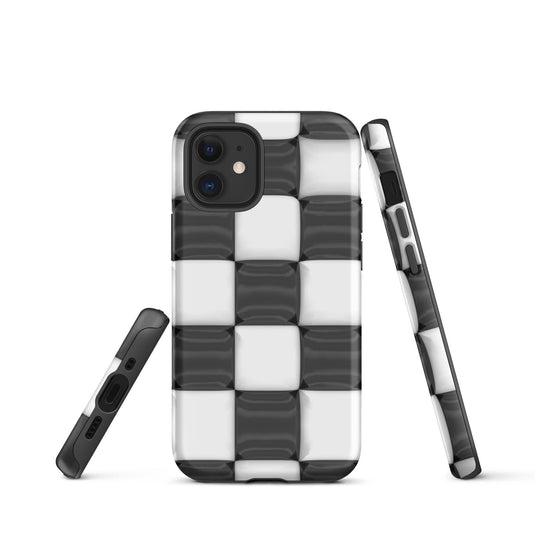 Classic Black White Chess Board Colorful Hardshell iPhone Case Double Layer Impact Resistant Tough 3D Wrap CREATIVETECH