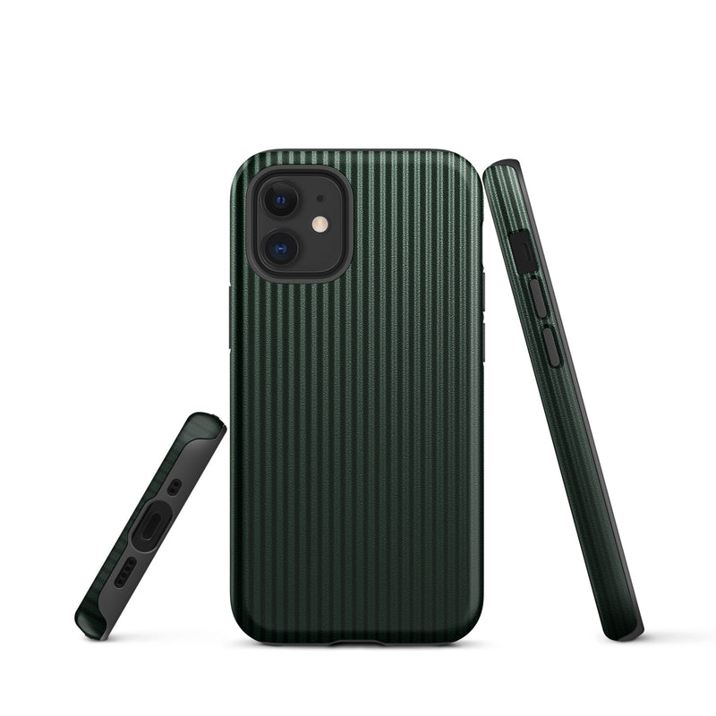 Load image into Gallery viewer, Dark Green Carbon Fiber Striped iPhone Case Hardshell 3D Wrap Thermal Plain Color CREATIVETECH