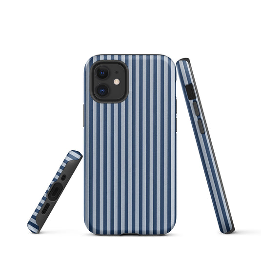 Blue White Textile Striped iPhone Case Hardshell 3D Wrap Thermal Plain Color CREATIVETECH