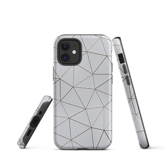 Golden Polygon White Leather iPhone Case Hardshell 3D Wrap Thermal CREATIVETECH