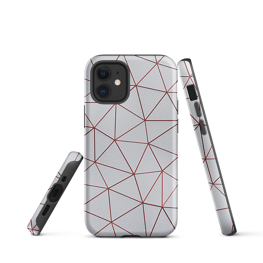 Polygon White Red Leather iPhone Case Hardshell 3D Wrap Thermal CREATIVETECH