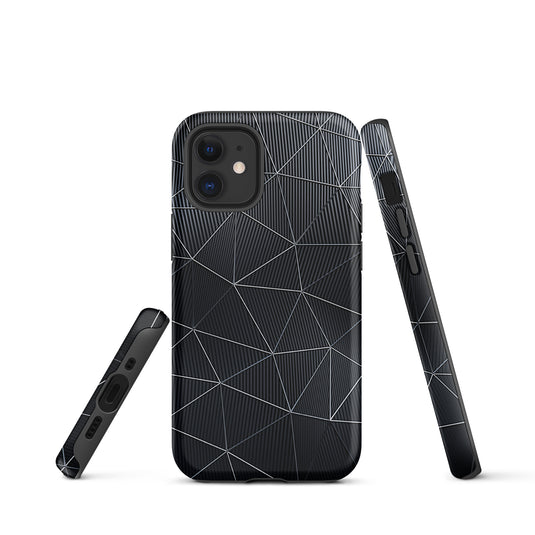 Silver Polygon Black Fiber Striped iPhone Case Hardshell 3D Wrap Thermal CREATIVETECH