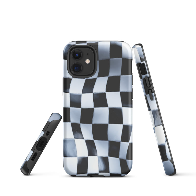 Load image into Gallery viewer, Wavy Chess Wall iPhone Case Hardshell 3D Wrap Thermal CREATIVETECH
