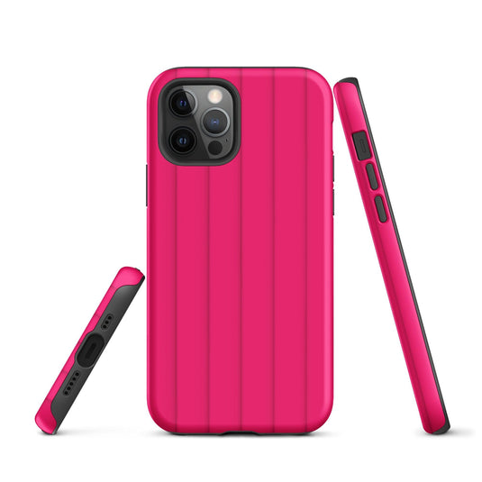 Berry Red Pink Ribbed Colorful iPhone Case Double Layer Impact Resistant Tough 3D Wrap Matte or Glossy Finish CREATIVETECH