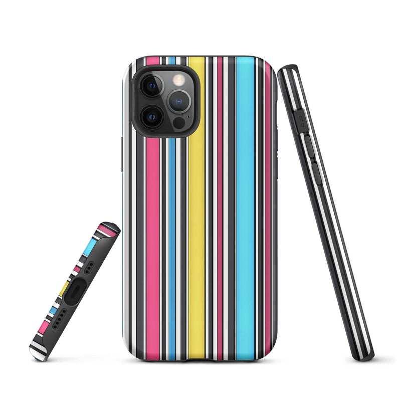 Load image into Gallery viewer, CMYK Ribbed Colorful Hardshell iPhone Case Double Layer Impact Resistant Tough 3D Wrap Matte or Glossy Finish CREATIVETECH