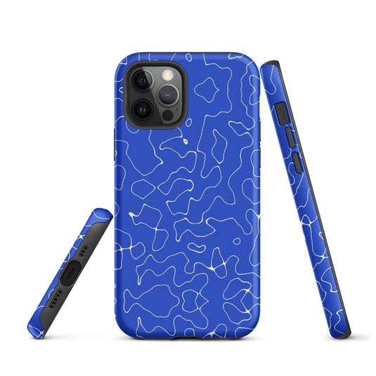 Abstract Organic Blue Hardshell iPhone Case Double Layer Impact Resistant Tough 3D Wrap Matte or Glossy Finish CREATIVETECH