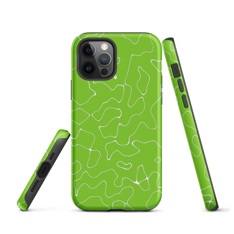 Load image into Gallery viewer, Organic Neon Green Colorful Hardshell iPhone Case Double Layer Impact Resistant Tough 3D Wrap Matte or Glossy Finish CREATIVETECH