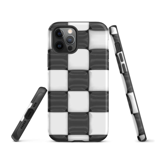 Classic Black White Chess Board Colorful Hardshell iPhone Case Double Layer Impact Resistant Tough 3D Wrap CREATIVETECH