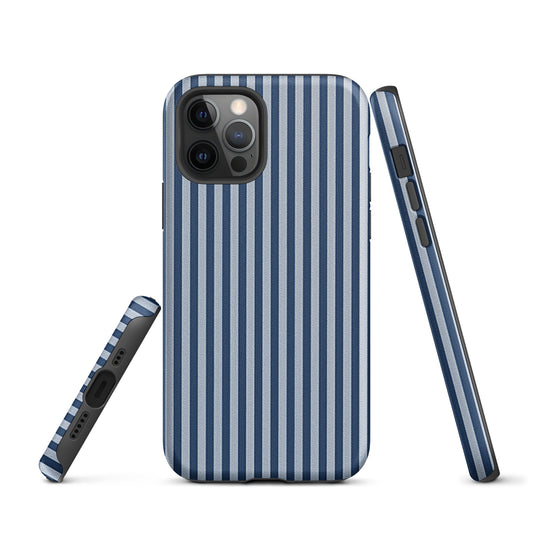 Blue White Textile Striped iPhone Case Hardshell 3D Wrap Thermal Plain Color CREATIVETECH