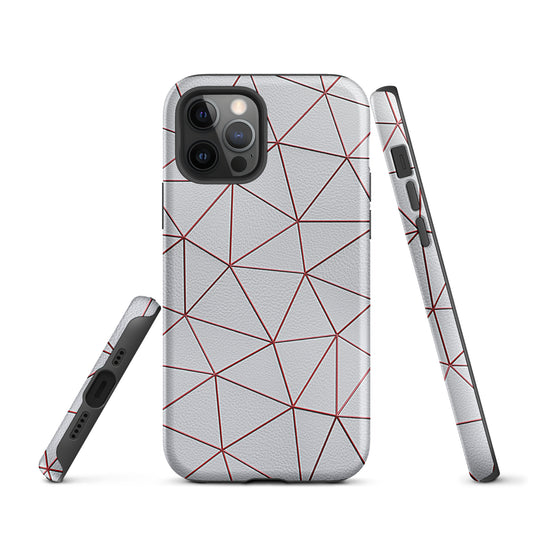 Polygon White Red Leather iPhone Case Hardshell 3D Wrap Thermal CREATIVETECH
