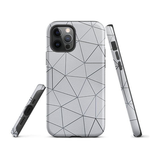 Silver Polygon White Leather iPhone Case Hardshell 3D Wrap Thermal CREATIVETECH