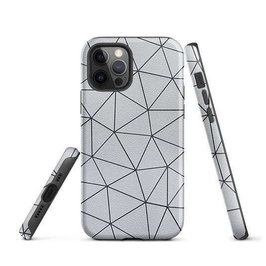 Polygon Black White Leather iPhone Case Hardshell 3D Wrap Thermal CREATIVETECH