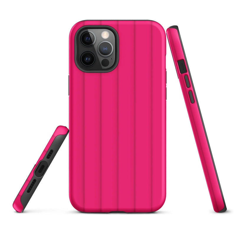 Load image into Gallery viewer, Berry Red Pink Ribbed Colorful iPhone Case Double Layer Impact Resistant Tough 3D Wrap Matte or Glossy Finish CREATIVETECH