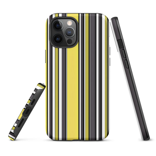 Yellow Black White Ribbed Colorful iPhone Case Double Layer Impact Resistant Tough 3D Wrap Matte or Glossy Finish CREATIVETECH
