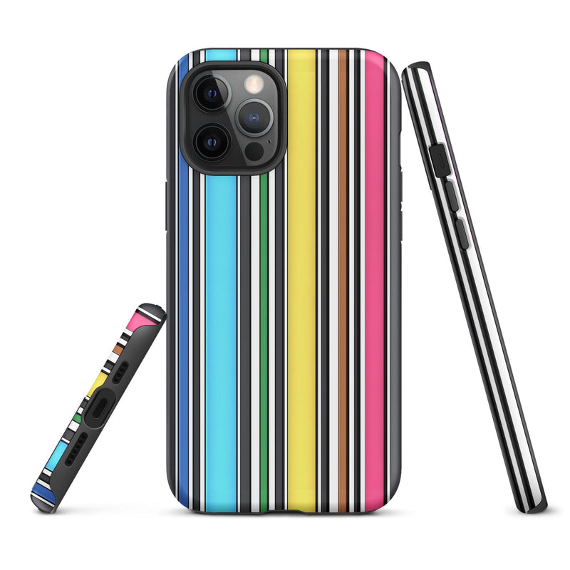 Load image into Gallery viewer, Rainbow Striped Colorful Hardshell iPhone Case Double Layer Impact Resistant Tough 3D Wrap Matte or Glossy Finish CREATIVETECH