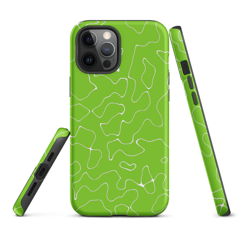 Load image into Gallery viewer, Organic Neon Green Colorful Hardshell iPhone Case Double Layer Impact Resistant Tough 3D Wrap Matte or Glossy Finish CREATIVETECH