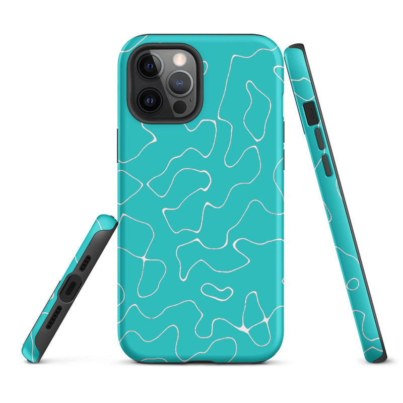 Load image into Gallery viewer, Abstract Organic Marine Blue Green Colorful Hardshell iPhone Case Double Layer Impact Resistant Tough 3D Wrap Matte or Glossy Finish CREATIVETECH
