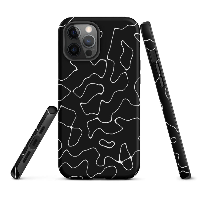 Load image into Gallery viewer, Organic Black White Colorful Hardshell iPhone Case Double Layer Impact Resistant Tough 3D Wrap Matte or Glossy Finish CREATIVETECH