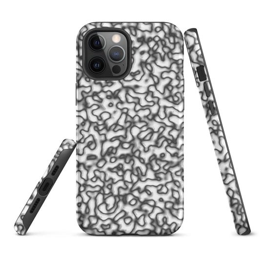 Black White Organic Pattern Colorful Hardshell iPhone Case Double Layer Impact Resistant Tough 3D Wrap Matte or Glossy Finish CREATIVETECH