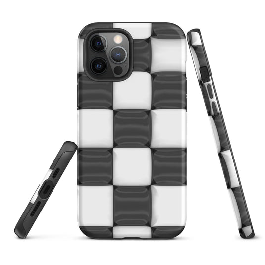 Classic Black White Chess Board Colorful Hardshell iPhone Case Double Layer Impact Resistant Tough 3D Wrap CREATIVETECH