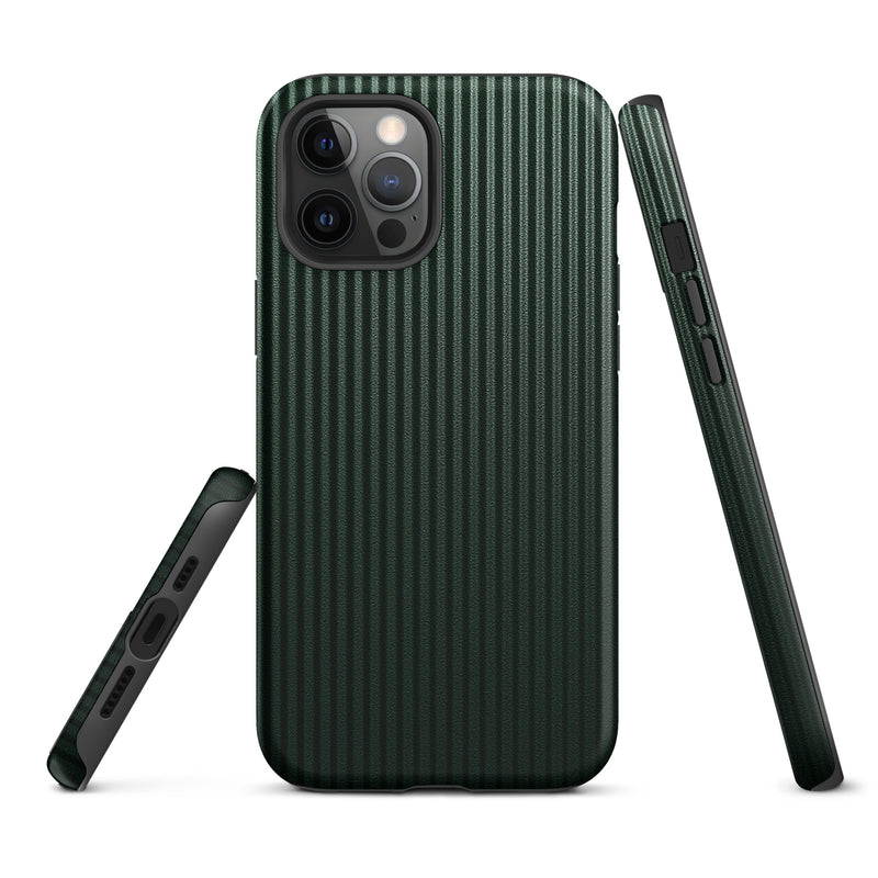 Load image into Gallery viewer, Dark Green Carbon Fiber Striped iPhone Case Hardshell 3D Wrap Thermal Plain Color CREATIVETECH
