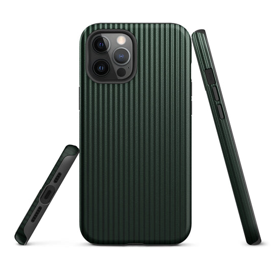 Dark Green Carbon Fiber Striped iPhone Case Hardshell 3D Wrap Thermal Plain Color CREATIVETECH