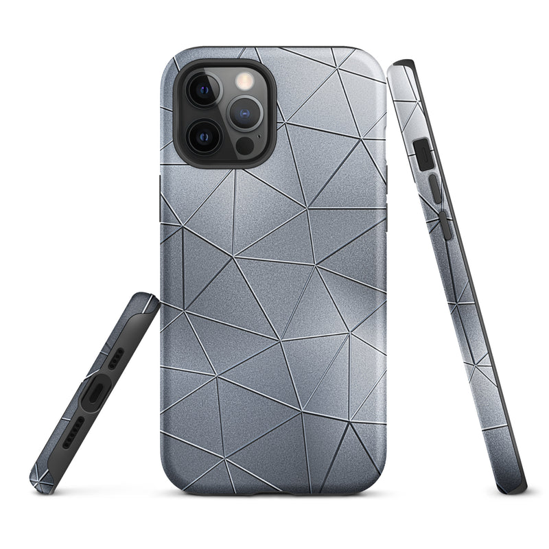 Load image into Gallery viewer, Silver  Polygon Metal iPhone Case Hardshell 3D Wrap Thermal CREATIVETECH