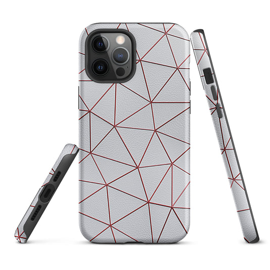 Polygon White Red Leather iPhone Case Hardshell 3D Wrap Thermal CREATIVETECH