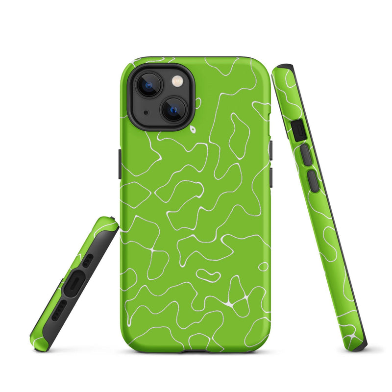 Load image into Gallery viewer, Organic Neon Green Colorful Hardshell iPhone Case Double Layer Impact Resistant Tough 3D Wrap Matte or Glossy Finish CREATIVETECH