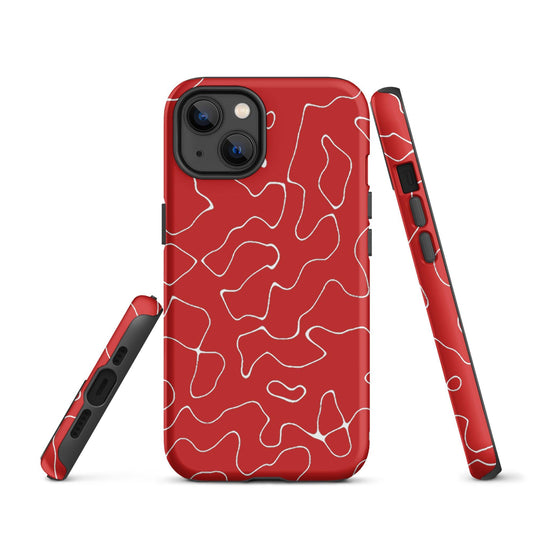 Organic Red Colorful Hardshell iPhone Case Double Layer Impact Resistant Tough 3D Wrap Matte or Glossy Finish CREATIVETECH