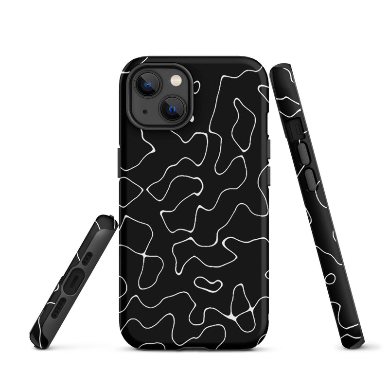 Load image into Gallery viewer, Organic Black White Colorful Hardshell iPhone Case Double Layer Impact Resistant Tough 3D Wrap Matte or Glossy Finish CREATIVETECH