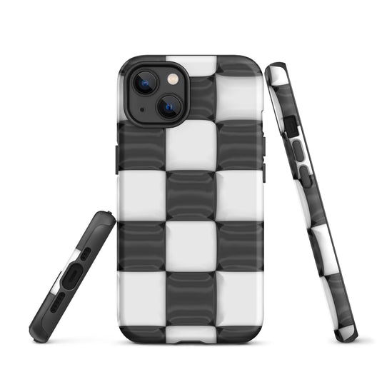 Classic Black White Chess Board Colorful Hardshell iPhone Case Double Layer Impact Resistant Tough 3D Wrap CREATIVETECH