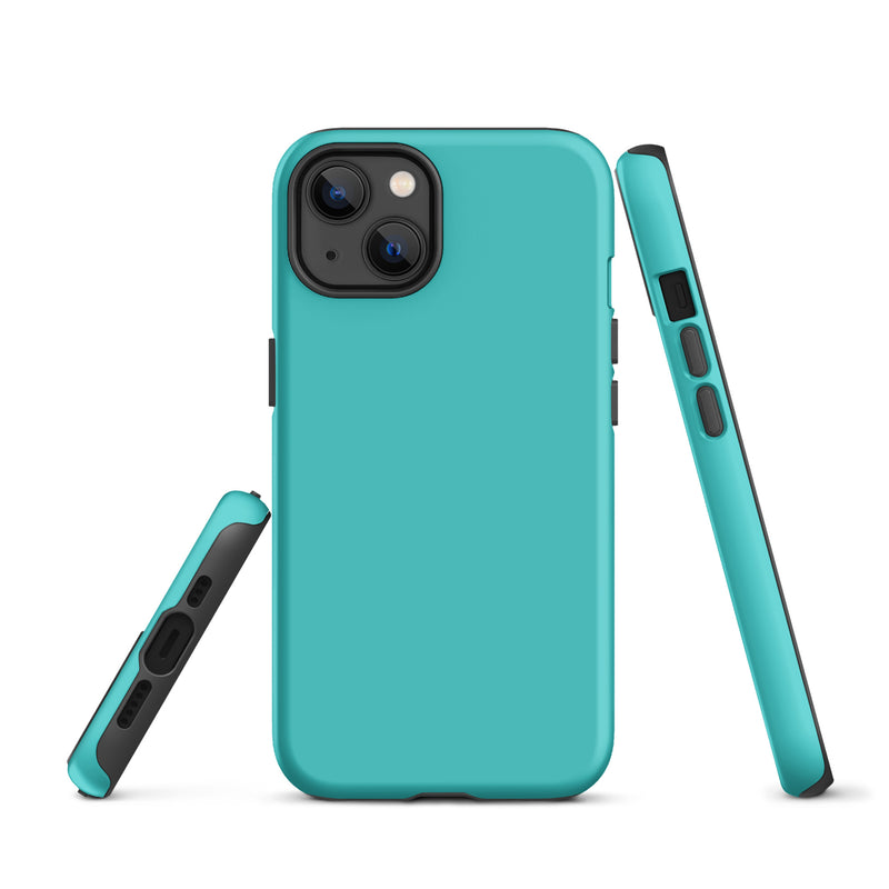 Load image into Gallery viewer, Turquoise Blue iPhone Case Hardshell 3D Wrap Thermal Plain Color CREATIVETECH
