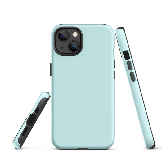 Light Cyan Blue iPhone Case Hardshell 3D Wrap Thermal Plain Color CREATIVETECH